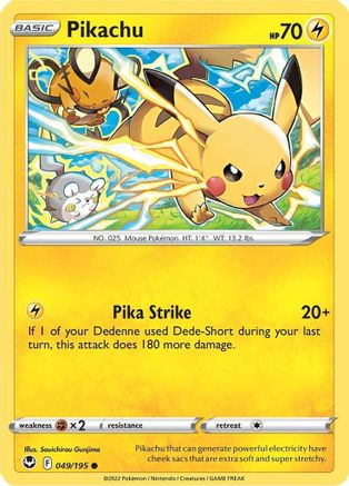 Pikachu - 049/195 SWSH12 Silver Tempest - Common
