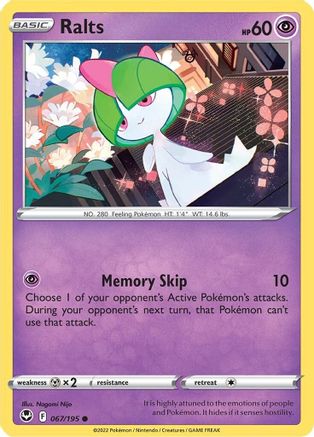 Ralts - 067/195 - Reverse Holofoil SWSH12 Silver Tempest - Common