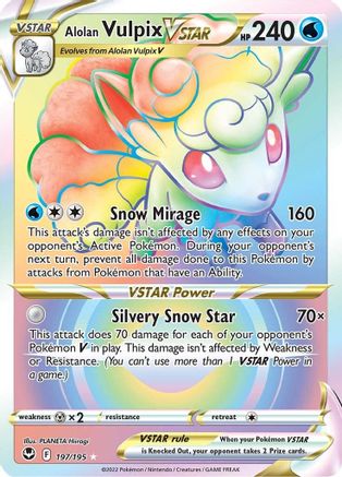 Alolan Vulpix VSTAR (Secret) - 197/195 - Holofoil SWSH12 Silver Tempest - Secret Rare