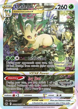 Leafeon VSTAR - GG35/GG70 - Holofoil SWSH Crown Zenith Galarian Gallery - Ultra Rare