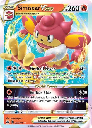 Simisear VSTAR - 023/159 - Holofoil SWSH Crown Zenith - Ultra Rare