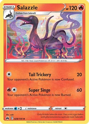 Salazzle - 028/159 - Reverse Holofoil SWSH Crown Zenith - Uncommon