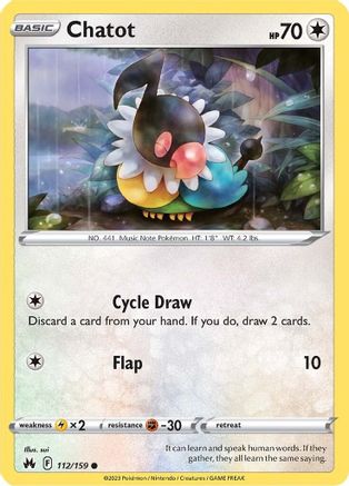 Chatot - 112/159 - Reverse Holofoil SWSH Crown Zenith - Common