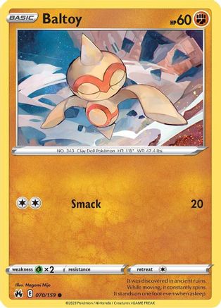 Baltoy - 070/159 - Reverse Holofoil SWSH Crown Zenith - Common