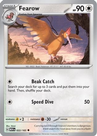 Fearow - 022/165 - Reverse Holofoil SV Scarlet & Violet 151 - Uncommon