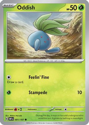 Oddish - 001/197 - Reverse Holofoil SV03 Obsidian Flames - Common
