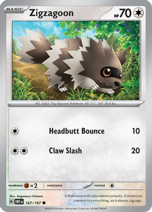 Zigzagoon - 167/197 SV03 Obsidian Flames - Common