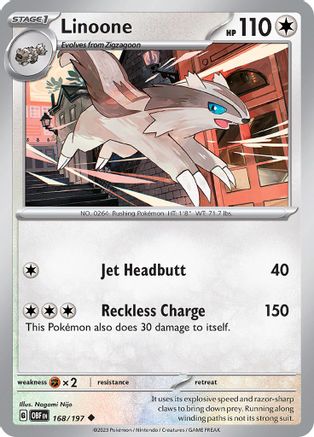 Linoone - 168/197 - Reverse Holofoil SV03 Obsidian Flames - Uncommon