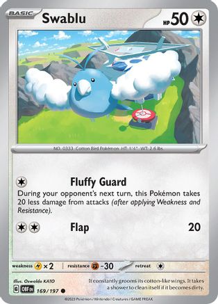 Swablu - 169/197 - Reverse Holofoil SV03 Obsidian Flames - Common
