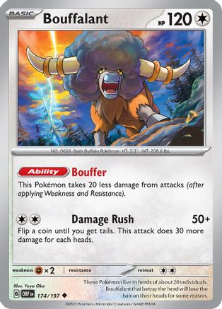 Bouffalant - 174/197 - Reverse Holofoil SV03 Obsidian Flames - Uncommon