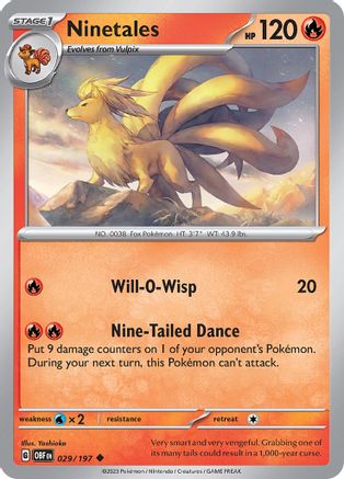 Ninetales - 029/197 - Reverse Holofoil SV03 Obsidian Flames - Uncommon