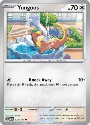 Yungoos - 176/197 - Reverse Holofoil SV03 Obsidian Flames - Common