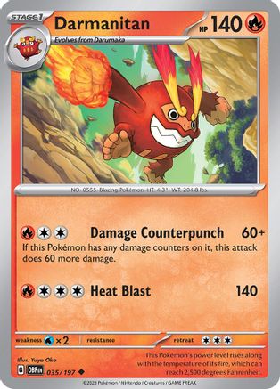 Darmanitan - 035/197 - Reverse Holofoil SV03 Obsidian Flames - Uncommon