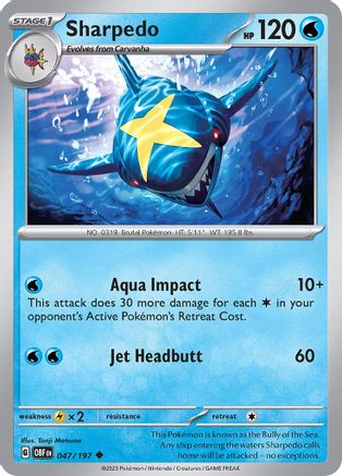 Sharpedo - 047/197 SV03 Obsidian Flames - Uncommon