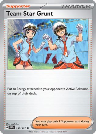Team Star Grunt - 195/197 - Reverse Holofoil SV03 Obsidian Flames - Uncommon