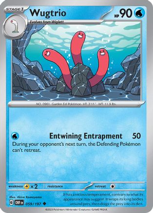 Wugtrio - 059/197 - Reverse Holofoil SV03 Obsidian Flames - Uncommon