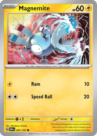 Magnemite - 063/197 - Reverse Holofoil SV03 Obsidian Flames - Common