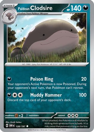 Paldean Clodsire - 128/197 - Reverse Holofoil SV03 Obsidian Flames - Uncommon