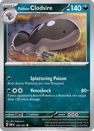 Paldean Clodsire - 129/197 SV03 Obsidian Flames - Uncommon