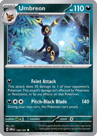 Umbreon - 130/197 SV03 Obsidian Flames - Uncommon