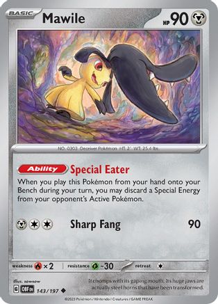 Mawile - 143/197 - Reverse Holofoil SV03 Obsidian Flames - Uncommon