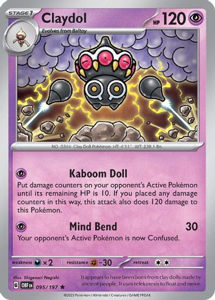 Claydol - 095/197 - Holofoil SV03 Obsidian Flames - Rare