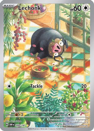 Lechonk - 209/197 - Holofoil SV03 Obsidian Flames - Illustration Rare