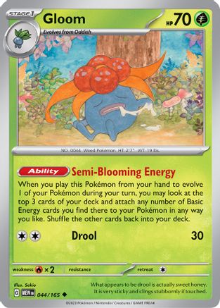 Gloom - 044/165 - Reverse Holofoil SV Scarlet & Violet 151 - Uncommon