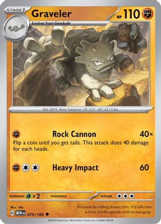 Graveler - 075/165 - Reverse Holofoil SV Scarlet & Violet 151 - Uncommon