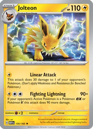 Jolteon - 135/165 - Holofoil SV Scarlet & Violet 151 - Rare