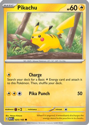 Pikachu - 025/165 - Reverse Holofoil SV Scarlet & Violet 151 - Common