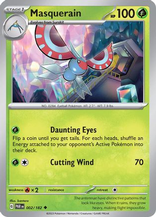 Masquerain - 002/182 - Reverse Holofoil SV04 Paradox Rift - Uncommon