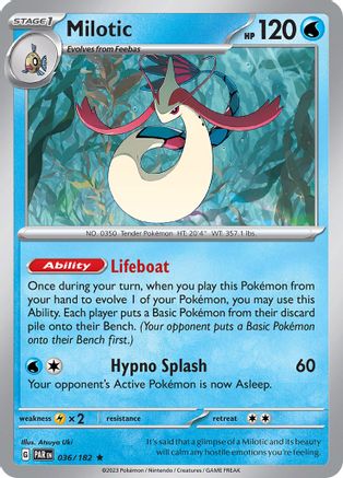 Milotic - 036/182 - Reverse Holofoil SV04 Paradox Rift - Rare