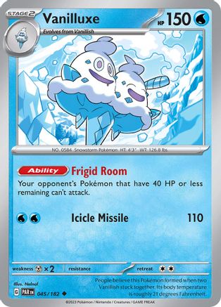 Vanilluxe - 045/182 - Reverse Holofoil SV04 Paradox Rift - Uncommon