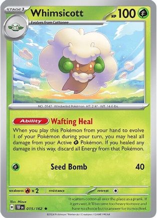 Whimsicott - 015/162 - Reverse Holofoil SV05 Temporal Forces - Rare