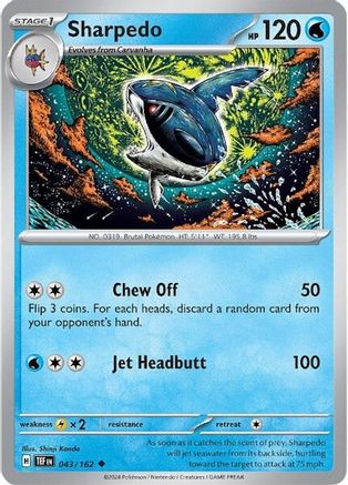 Sharpedo - 043/162 - Reverse Holofoil SV05 Temporal Forces - Uncommon