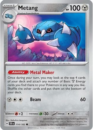 Metang - 114/162 - Reverse Holofoil SV05 Temporal Forces - Common