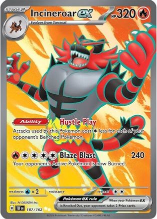 Incineroar ex - 187/162 - Holofoil SV05 Temporal Forces - Ultra Rare