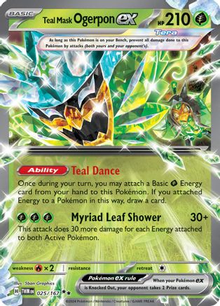 Teal Mask Ogerpon ex - 025/167 - Holofoil SV06 Twilight Masquerade - Double Rare