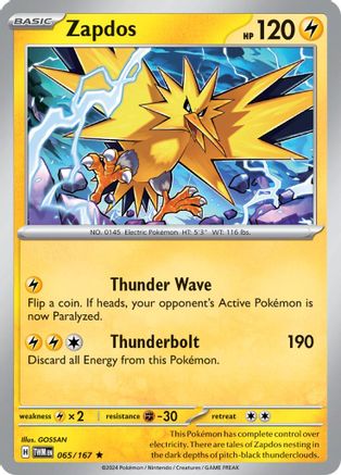Zapdos - 065/167 - Holofoil SV06 Twilight Masquerade - Rare