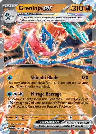 Greninja ex - 106/167 - Holofoil SV06 Twilight Masquerade - Double Rare