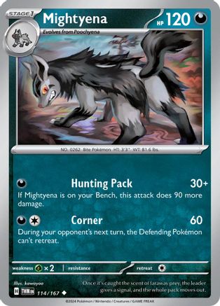Mightyena - 114/167 - Reverse Holofoil SV06 Twilight Masquerade - Uncommon