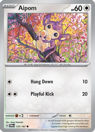 Aipom - 137/167 - Reverse Holofoil SV06 Twilight Masquerade - Common