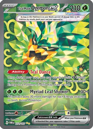 Teal Mask Ogerpon ex 211/167 - Holofoil SV06 Twilight Masquerade - Special Illustration Rare