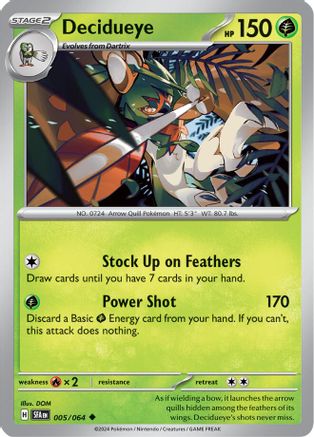 Decidueye - 005/064 - Reverse Holofoil SV Shrouded Fable - Uncommon