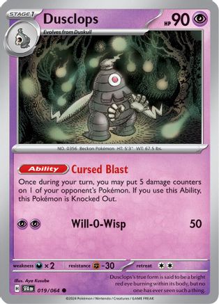 Dusclops - 019/064 - Reverse Holofoil SV Shrouded Fable - Common