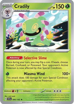 Cradily - 006/142 - Reverse Holofoil SV07 Stellar Crown - Rare