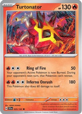 Turtonator - 025/142 - Reverse Holofoil SV07 Stellar Crown - Common