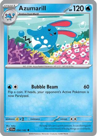 Azumarill - 034/142 - Reverse Holofoil SV07 Stellar Crown - Uncommon