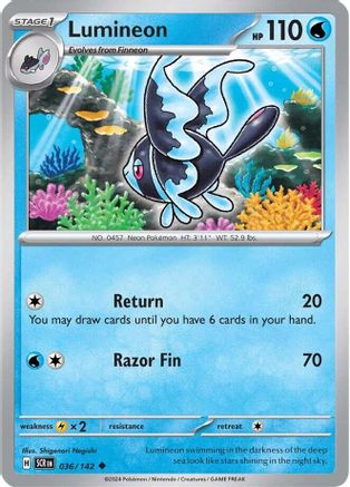Lumineon - 036/142 - Reverse Holofoil SV07 Stellar Crown - Uncommon